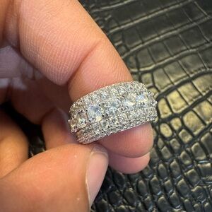 5 Layer Diamond Band Ring in White Gold Vermeil